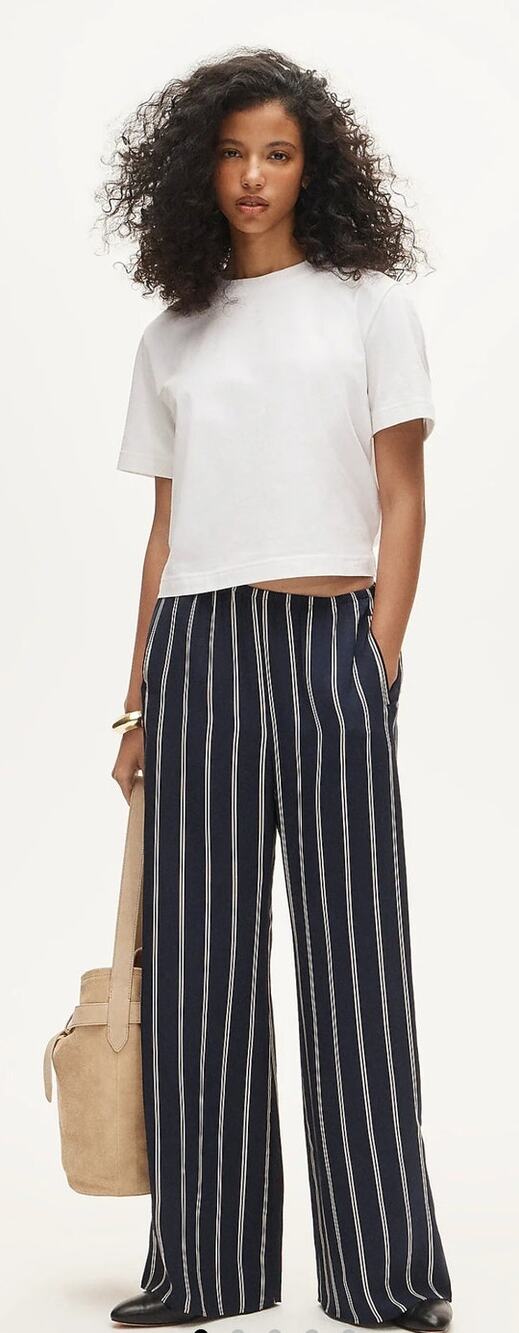 NWT J. Crew Cosmo Pant In Stripe Navy/White M